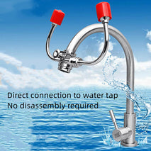 Connected Faucet Eyewash Basin Faucets Wall Mounted Eye Wash Station Emergency Sink Attachment Mount Flush Shower Double Mouth